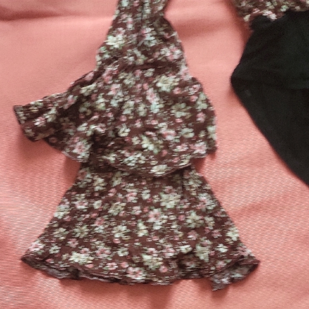Peach Love California Floral Burgundy Bodysuit - Picture 3 of 4